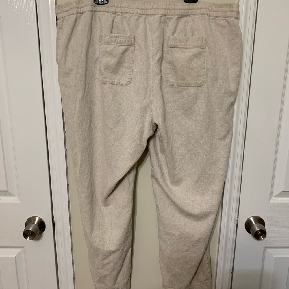 Talbots Tan Straight Leg Linen Pants - Picture 3 of 5